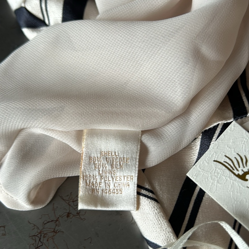 Gold Hawk Midi Stripe Cocktail Slip Dress *NWT*  in Ivory / Black     SMALL - Picture 10 of 10